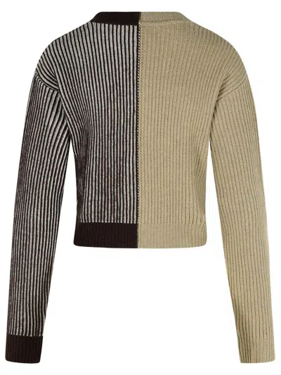 Moschino Jeans Two-tone Cashmere Blend Sweater In Brown