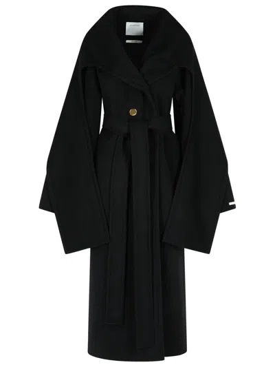 Sportmax Baldo Scarf-detail Virgin Wool Coat In Black