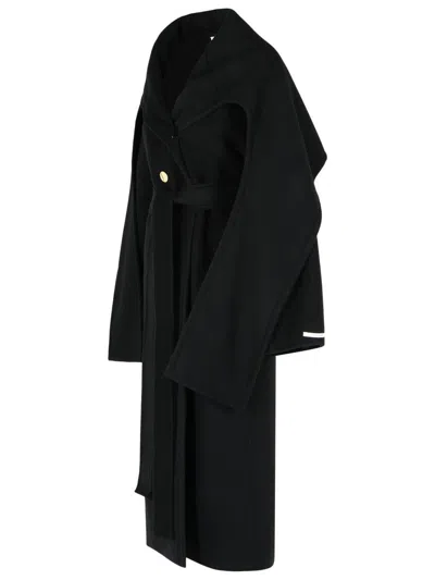 Sportmax Baldo Scarf-detail Virgin Wool Coat In Black