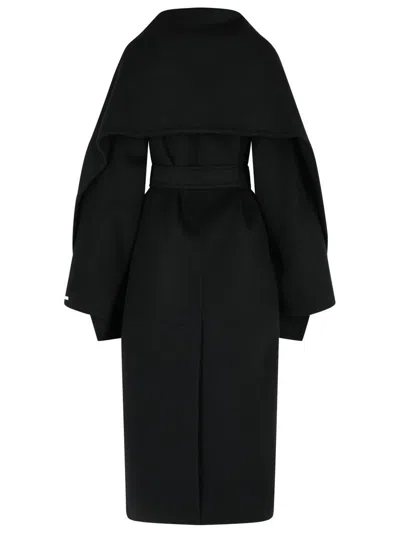 Sportmax Baldo Scarf-detail Virgin Wool Coat In Black