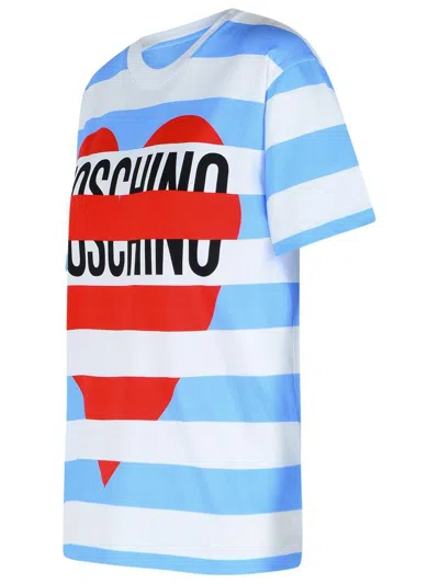 Moschino Jeans Light Blue Cotton T-shirt In Blue
