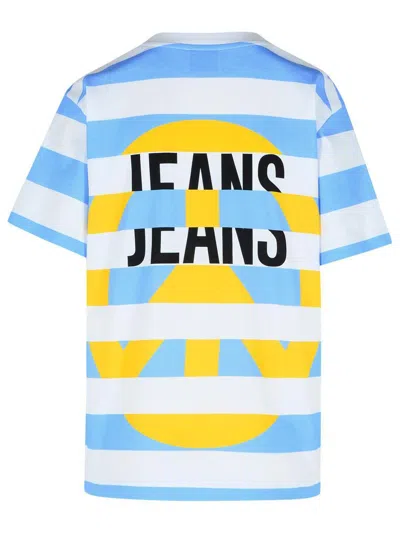 Moschino Jeans Light Blue Cotton T-shirt In Blue