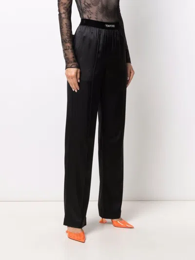 Tom Ford Black Straight Cut Trousers In Black