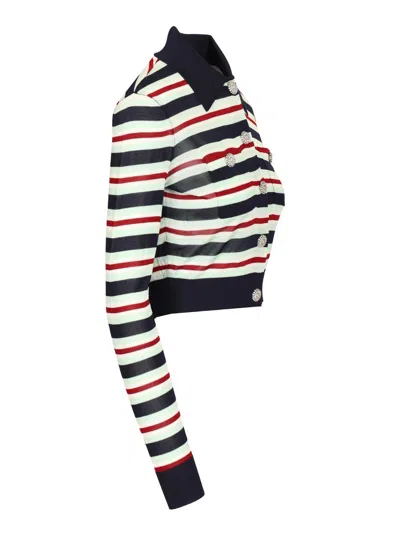 Self-portrait Self Portrait Maglia Navy Striped Viscose In Multi