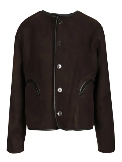 Blazé Milano Gliss Reversible Leather-trimmed Shearling Jacket In Black