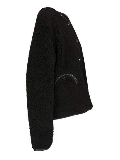 Blazé Milano Gliss Reversible Leather-trimmed Shearling Jacket In Black