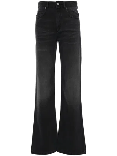 Isabel Marant Faded Bootcut Denim Jeans Whiskering Effect