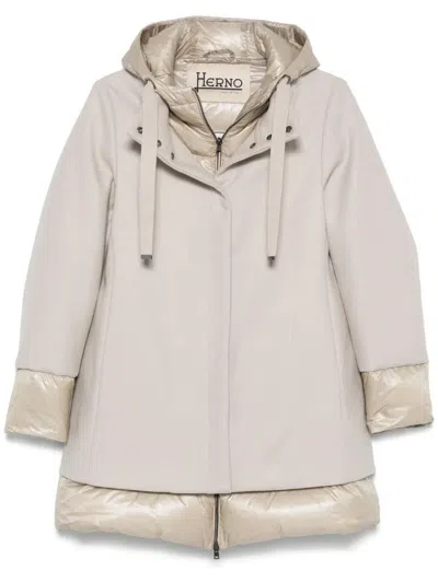 Herno Cappotto Svasato In Lana Con Imbottitura In Neutral