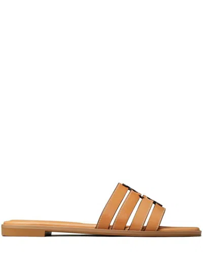 Tory Burch Beige Ines Cage Slide Slippers In Brown