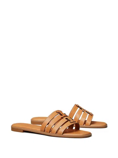Tory Burch Beige Ines Cage Slide Slippers In Brown