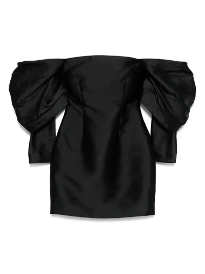 Solace London Freja Satin Minidress In Black