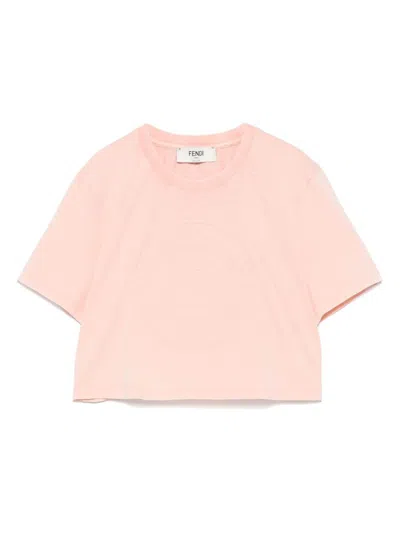 Fendi Peach Crewneck Cropped T-shirt
