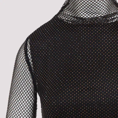 Sportmax Valdai Embellished Fishnet Crop Top