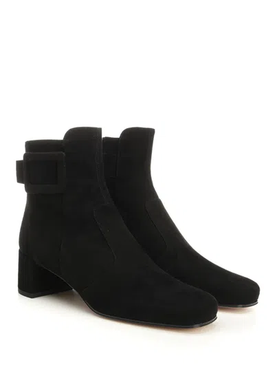 Roger Vivier Trs Vivier Suede Ankle Boots In Black