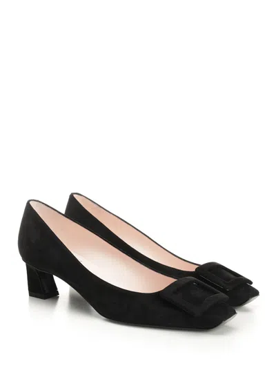 Roger Vivier 70mm Buckle-embellished Suede Pumps In Black