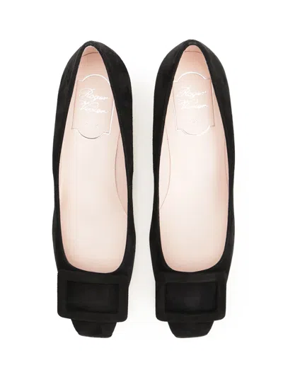 Roger Vivier 70mm Buckle-embellished Suede Pumps In Black