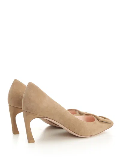 Roger Vivier 70mm Trompette Suede Pumps In Neutral