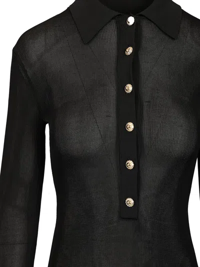 Self-portrait Viscose Knit Bodysuit In Black