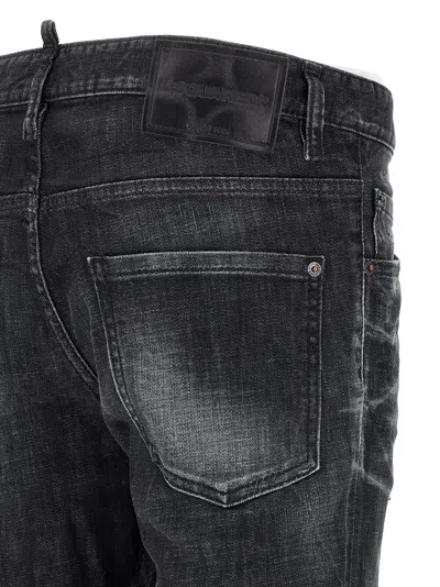 Dsquared2 Cool Gut Black Jeans With Belt Loops And Faded Effect In Denim Man In Black