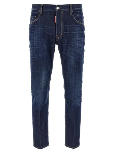 Dsquared2 Blue Jeans With Belt Loops And Logo Patch On The Rear