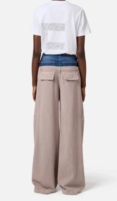 Elisabetta Franchi Denim-peplum Cargo Trousers In Neutral
