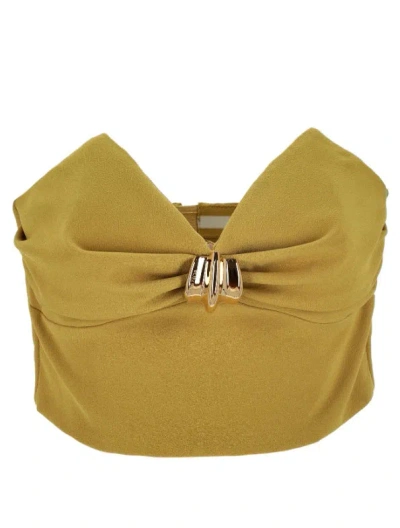 Elisabetta Franchi Top With Jewel Decoration In Green