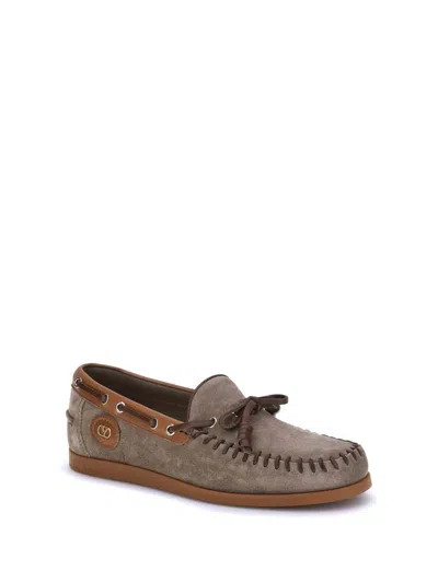 Valentino Palm Avenue Suede And Leather Loafers In Brown