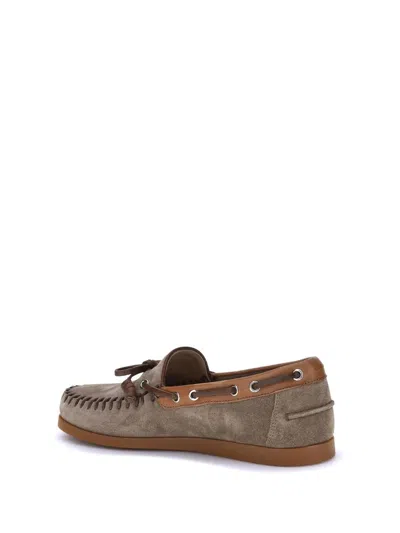 Valentino Palm Avenue Suede And Leather Loafers In Brown