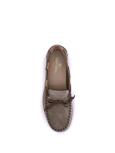 Valentino Palm Avenue Suede And Leather Loafers In Brown