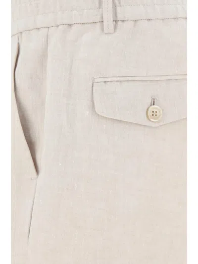 Brunello Cucinelli Men Linen Shorts In Neutral
