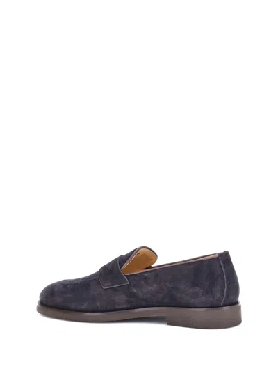 Brunello Cucinelli Mens Navy Flex Penny Suede Loafers