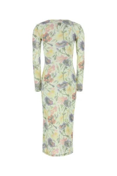 Loewe Women Morning Glory Print Cotton And Silk Multicolor Dress