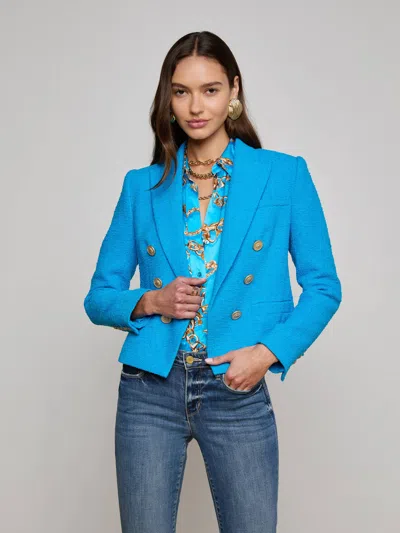 L Agence Brooke Tweed Blazer In Blue