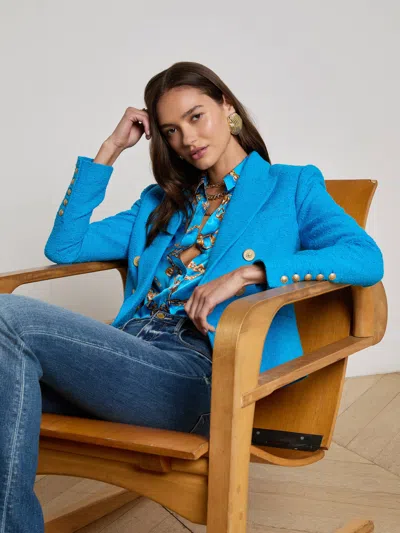 L Agence Brooke Tweed Blazer In Blue