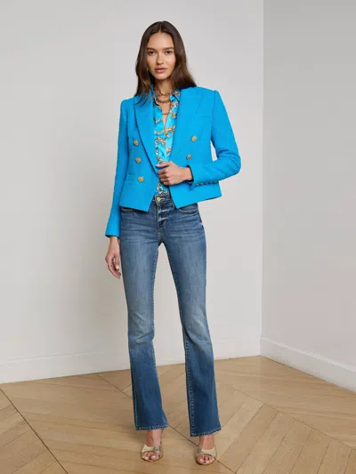 L Agence Brooke Tweed Blazer In Blue