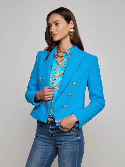 L Agence Brooke Tweed Blazer In Blue