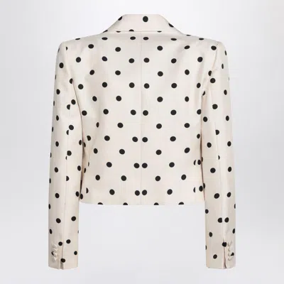 Valentino Bow-embellished Polka-dot Silk-shantung Jacket In White