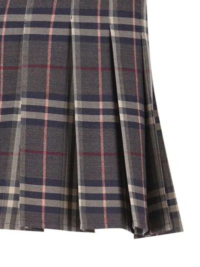 Burberry Wool Skirt With Embroidered Buckle And Pleats