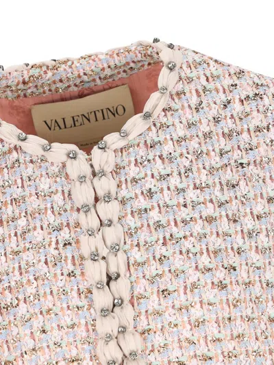 Valentino Garavani Embroidered Ribbon Tweed Jacket In Multi