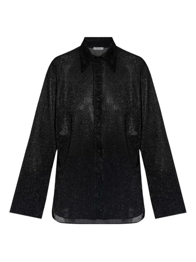 Oseree Sparkling Button-up Shirt In Black