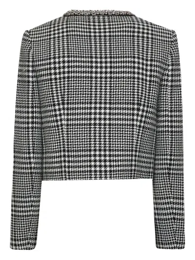 Self-portrait Wool Houndstooth Tailored Jacket Jackets Multicolor In Gray