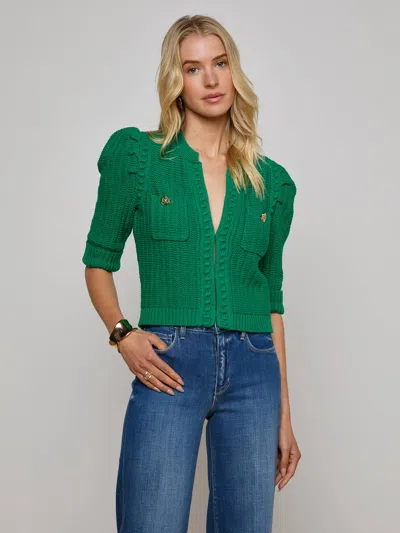 L Agence Delilah Cropped Cardigan In Green