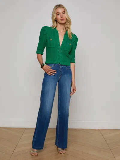 L Agence Delilah Cropped Cardigan In Green