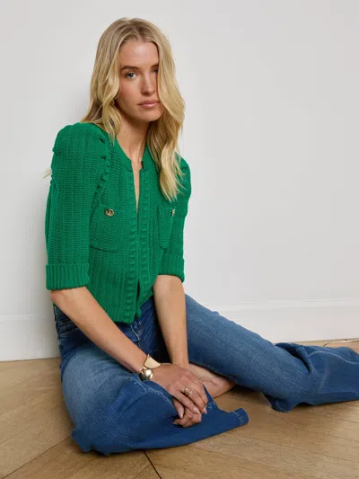 L Agence Delilah Cropped Cardigan In Green