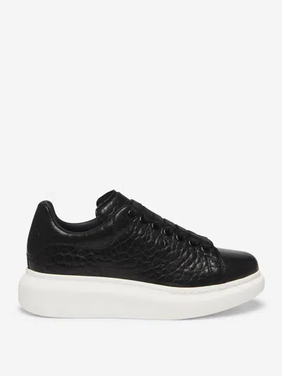 Alexander Mcqueen Oversized Grained Leather Sneakers In Black