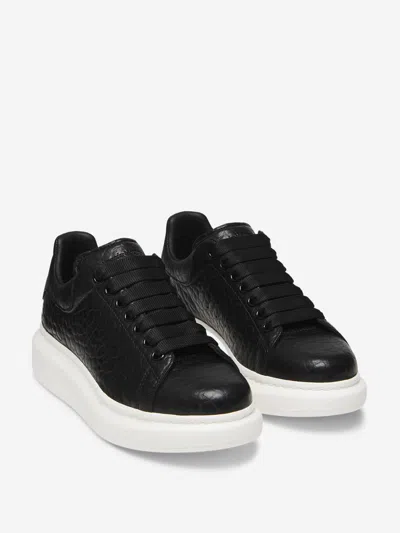 Alexander Mcqueen Oversized Grained Leather Sneakers In Black
