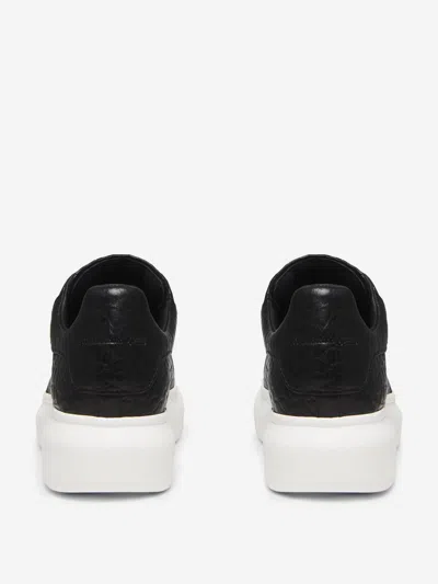 Alexander Mcqueen Oversized Grained Leather Sneakers In Black