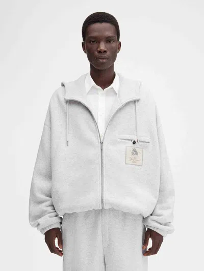 Jacquemus Le Hoodie Torneo Club Logo Patch Cotton Hoodie In Gray