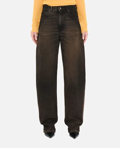Haikure 'korea' Grey Jeans With Faded Effect And Logo Patch On The Back In Cotton Woman In Black