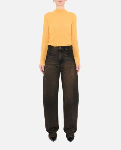 Haikure 'korea' Grey Jeans With Faded Effect And Logo Patch On The Back In Cotton Woman In Black